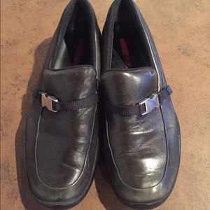 Prada 0137 Black Soft Leather Slip On Loafers 36.5
